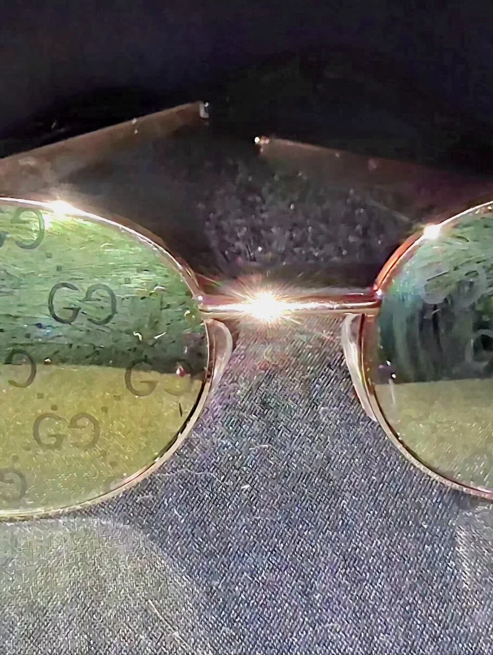 Vintage Gucci Oval Monogram Lens Sunglasses Gold Wireframe Y2K 2511